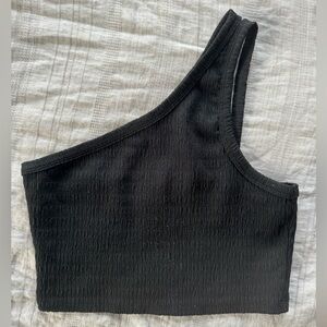 American Eagle Outfitters Black One-Shoulder Tank Top